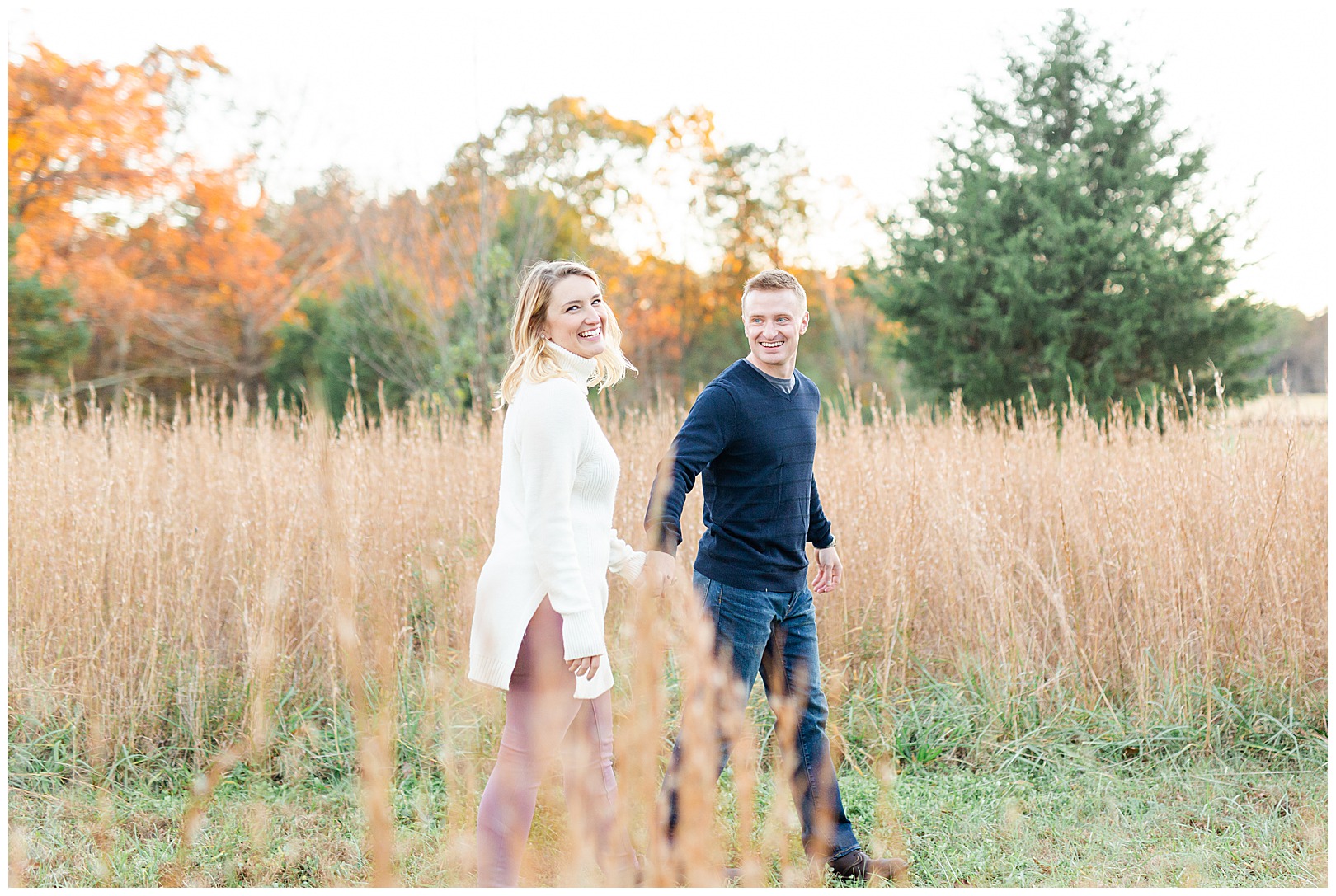 North Carolina Photographer Sunset Engagement on swing