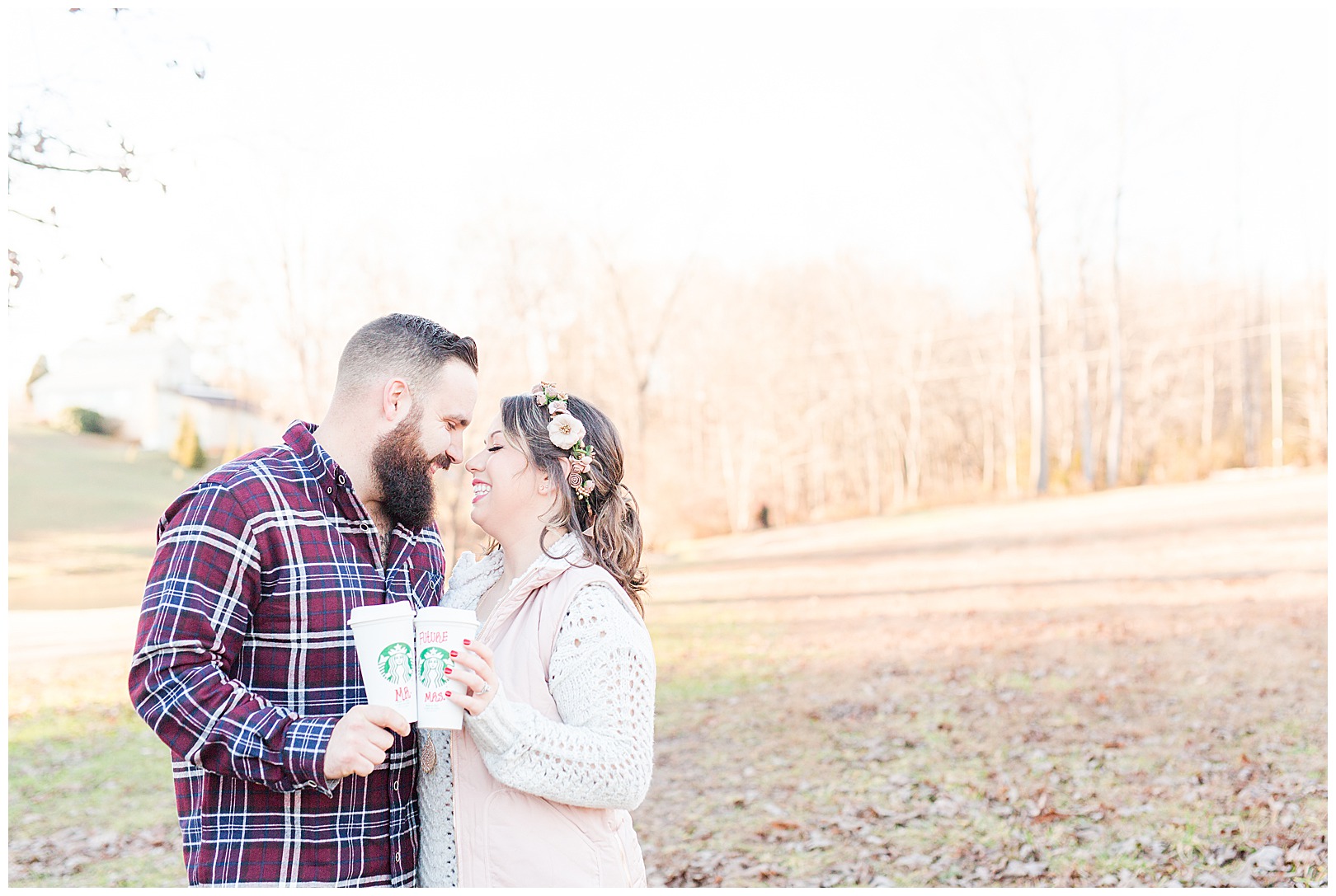 winter engagement Charlotte nc starbucks cups