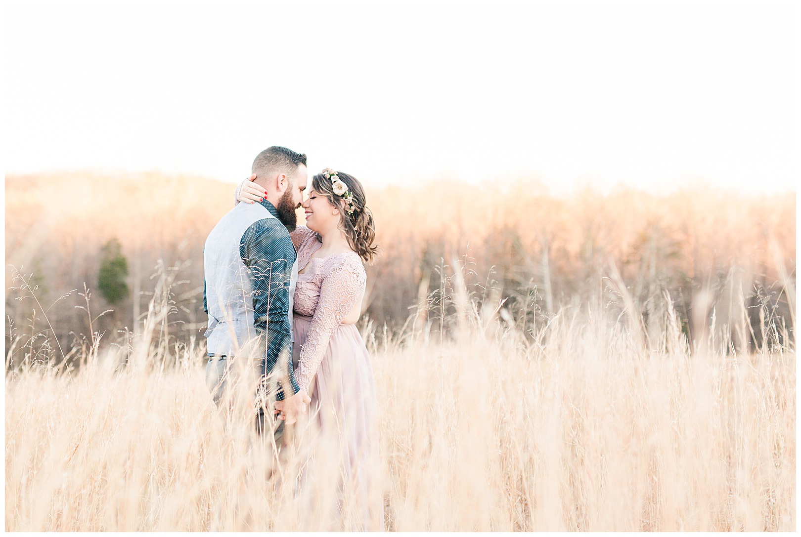 formal tall grass winter engagement Charlotte nc