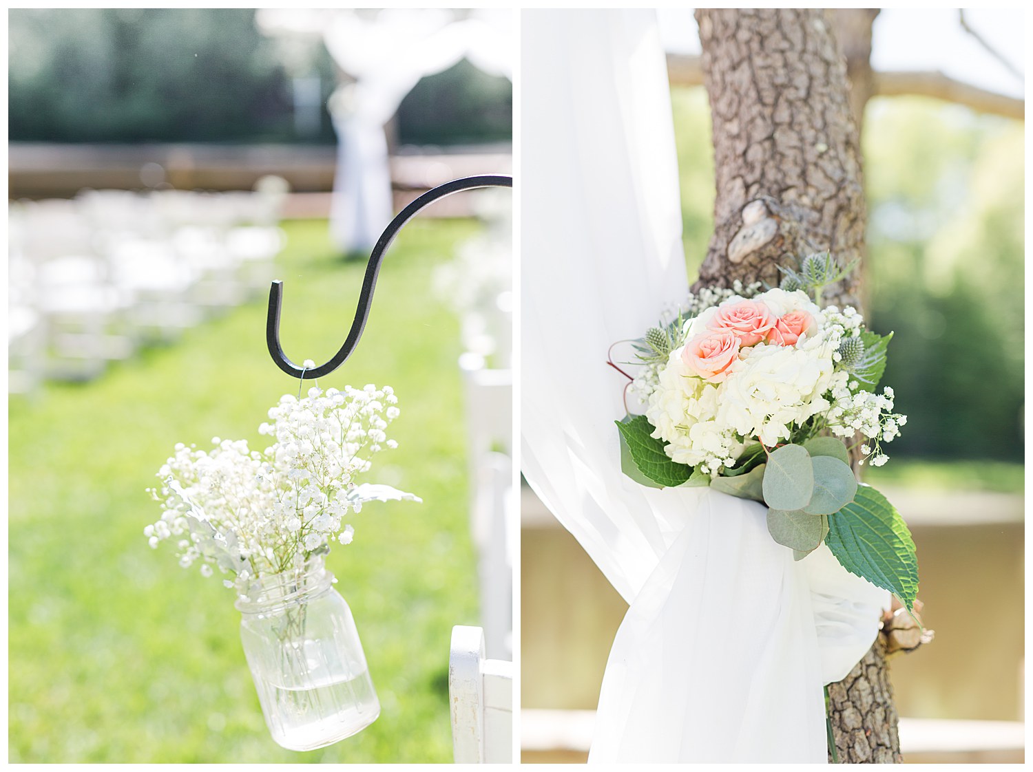 Bride with dusty blue bridesmaids dresses at the Gathering Place in Gastonia NC by Charlotte Wedding Photographer, Jacqueline Jones Photography