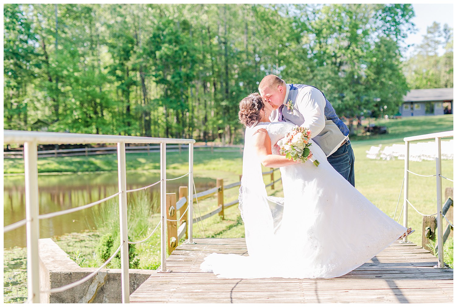 Bride and groom at the gathering place in gastonia NC by Charlotte wedding photographer Jacqueline Jones photography