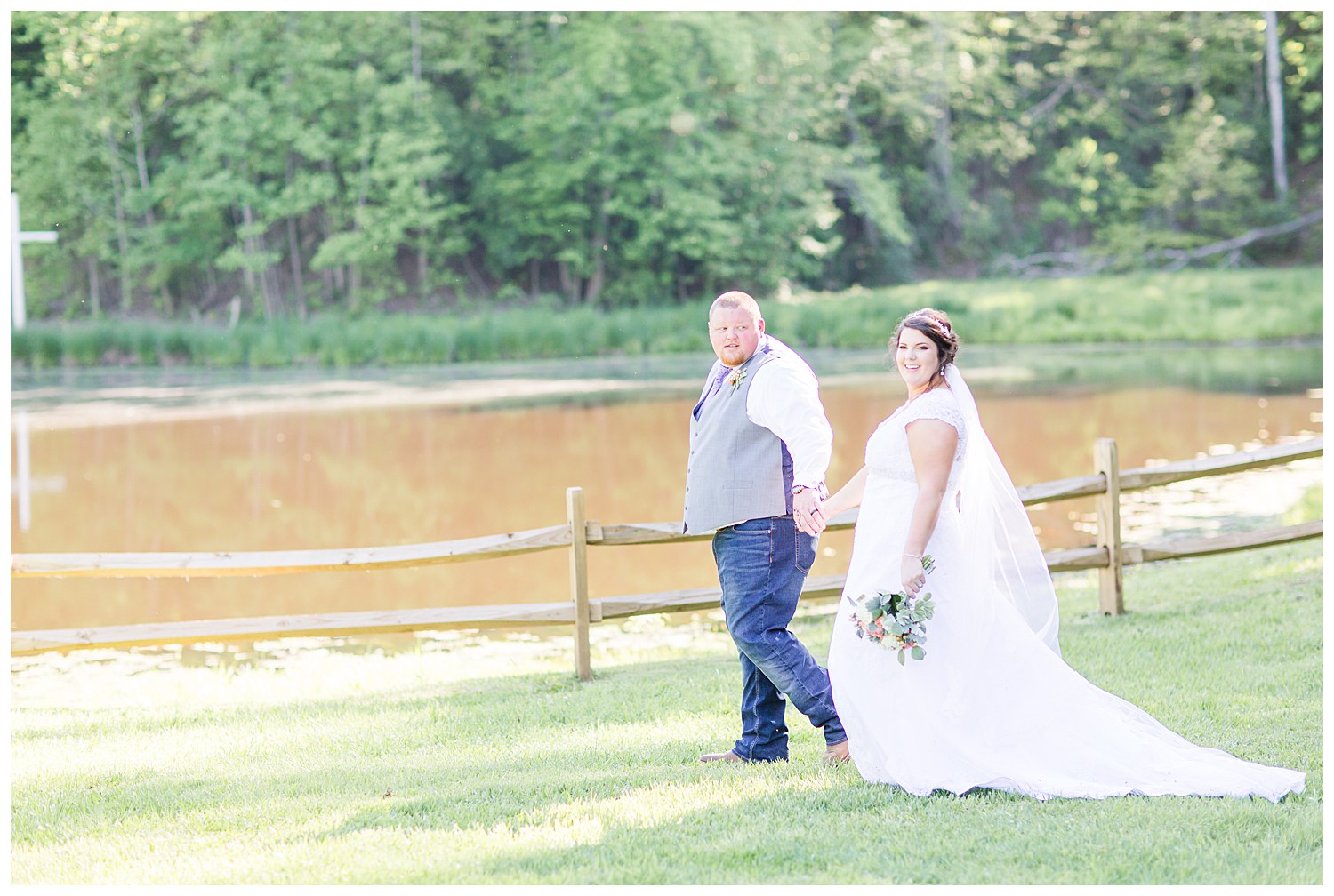 Bride and groom at the gathering place in gastonia NC by Charlotte wedding photographer Jacqueline Jones photography