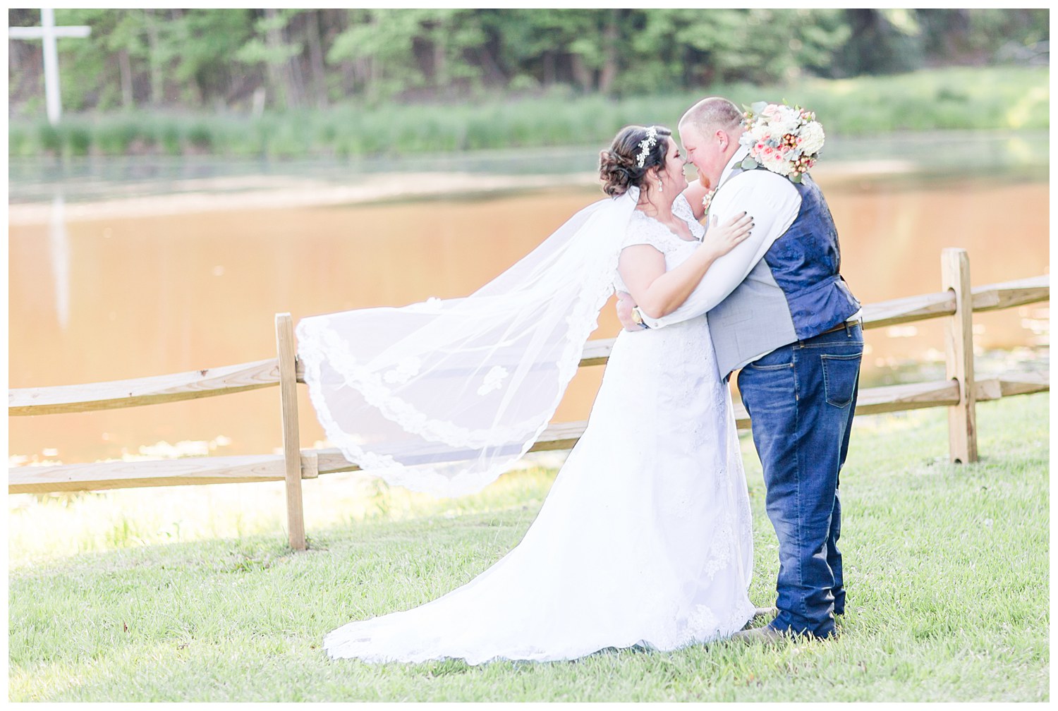 Bride and groom at the gathering place in gastonia NC by Charlotte wedding photographer Jacqueline Jones photography