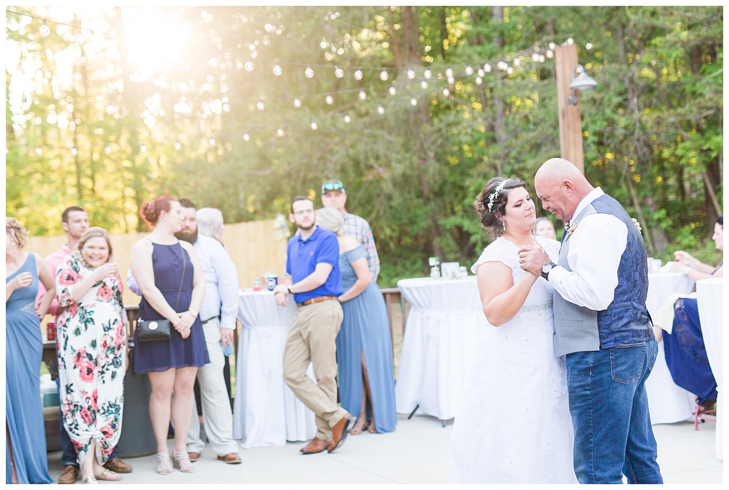 father daughter dance at sunset reception at the gathering place in gastonia NC by Charlotte wedding photographer Jacqueline Jones photography