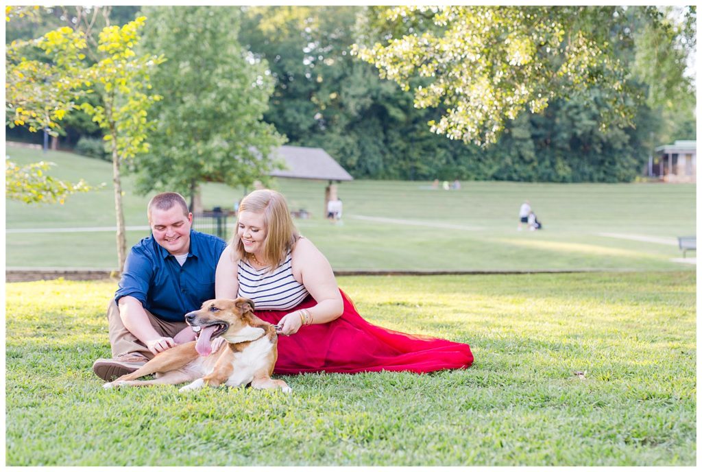 Engagement Photography with puppy at Freedom Park in Charlotte NC