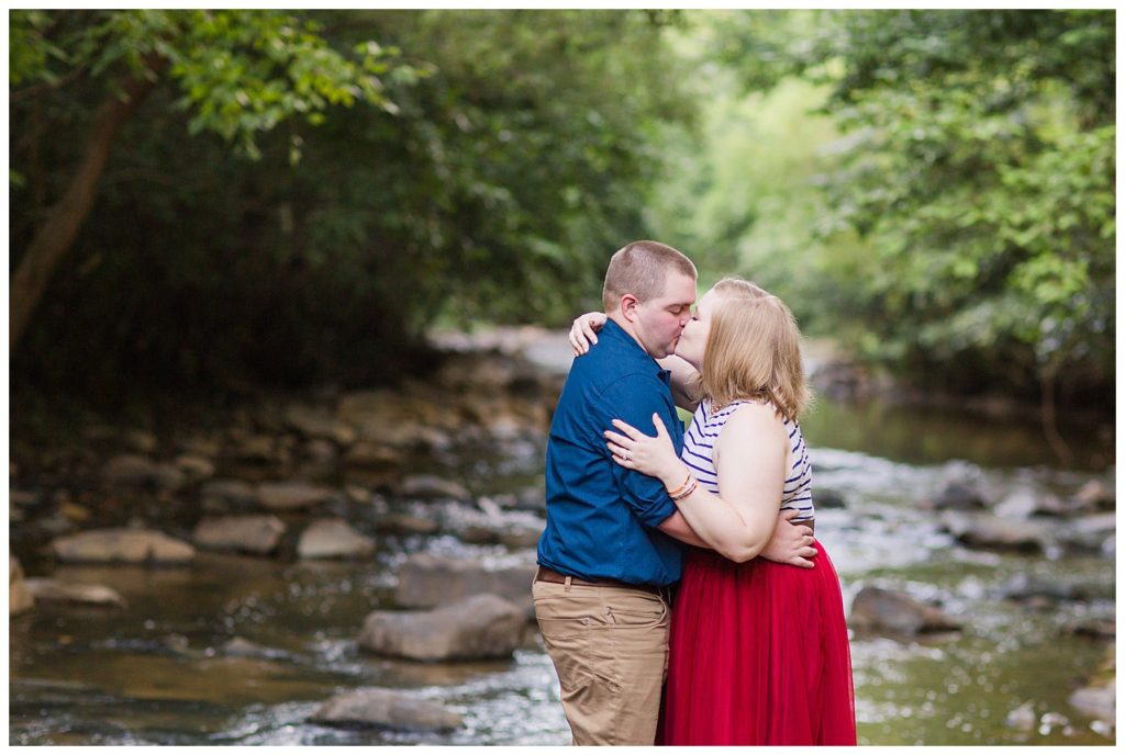 beautiful Carolina engagement with  vibrant red skirt in Charlotte nc