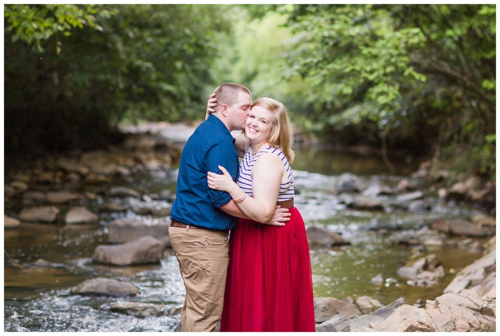 beautiful Carolina engagement with  vibrant red skirt in Charlotte nc