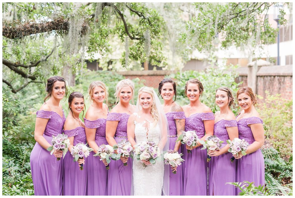 bridesmaids in Charleston sc with Spanish moss