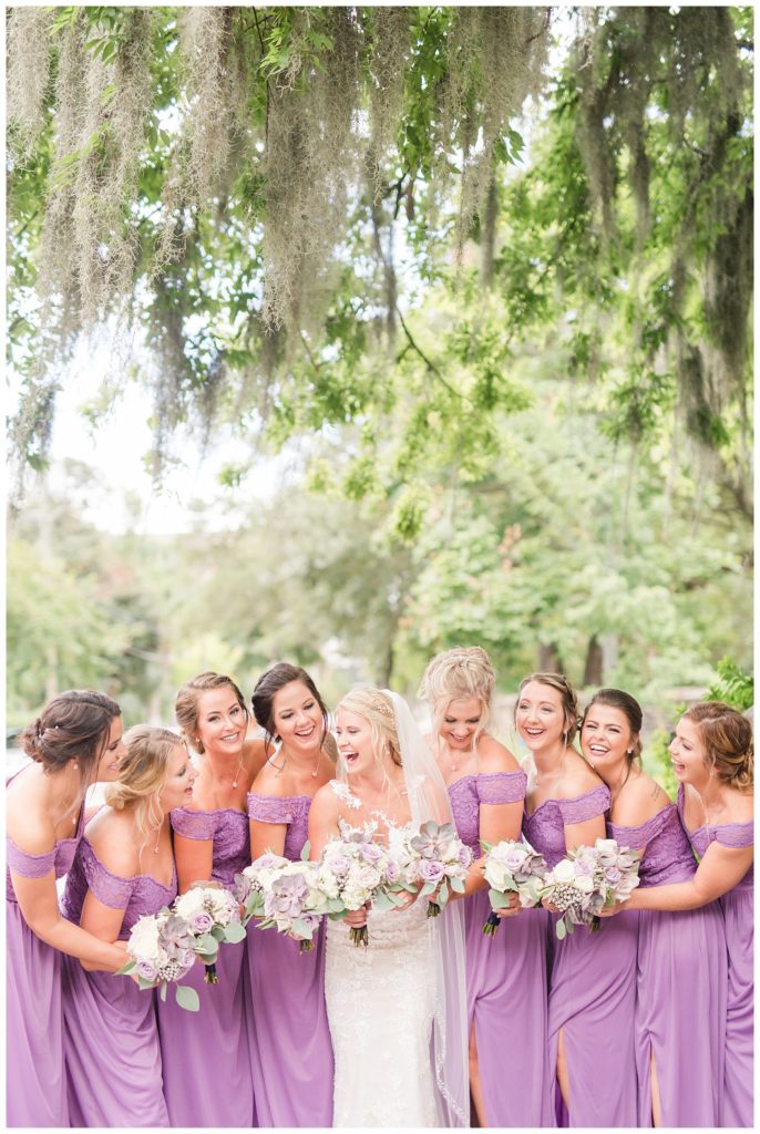 lavender and white wedding with Spanish moss in Charleston 