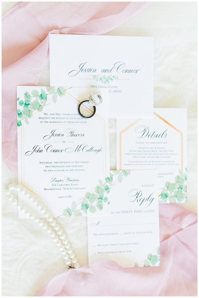 blush and green wedding details