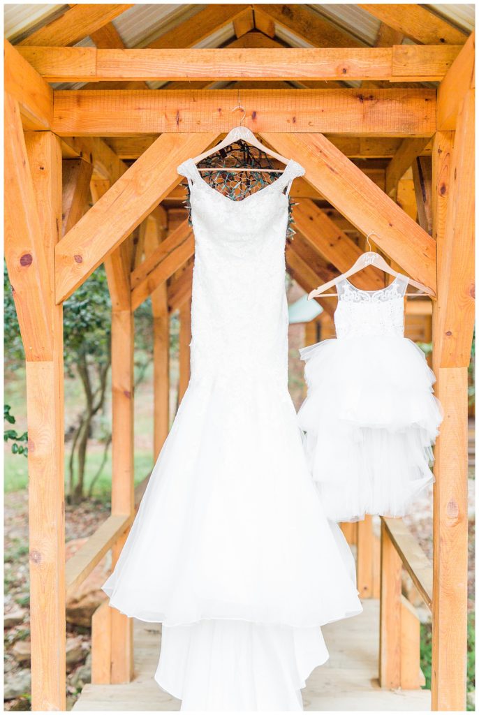 Wedding gown at the Shed at Quiet Hollow in Maiden, NC by Charlotte wedding photographer, Jacqueline Jones