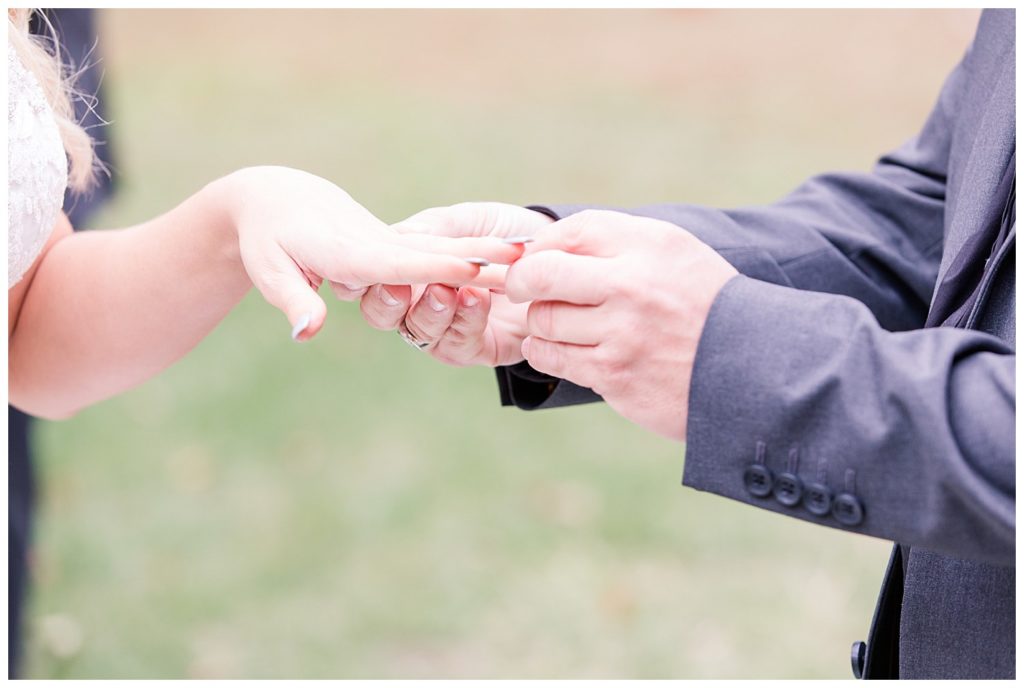 Wedding rings at the Shed at Quiet Hollow in Maiden, NC by Charlotte wedding photographer, Jacqueline Jones