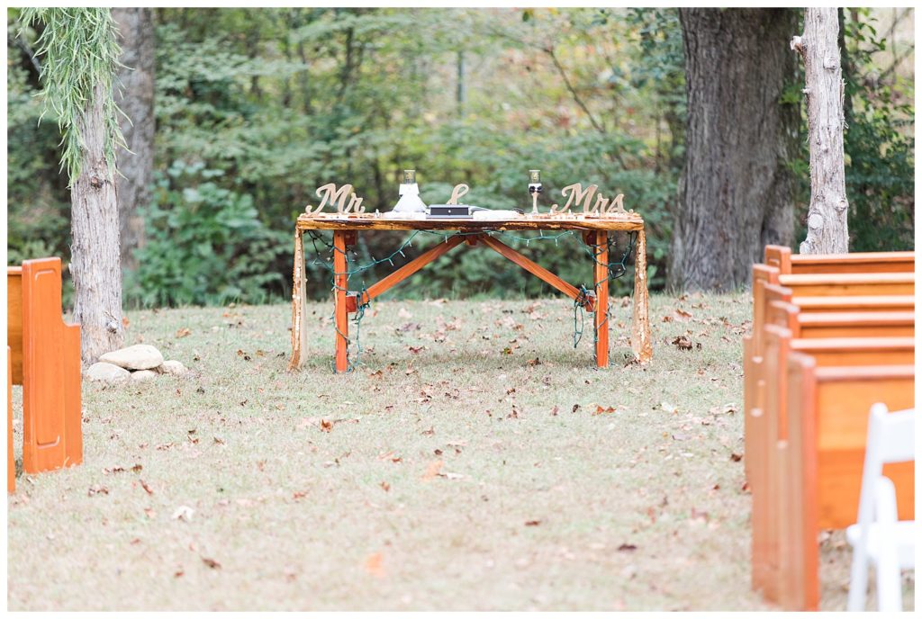 Wedding decorations at the Shed at Quiet Hollow in Maiden, NC by Charlotte wedding photographer, Jacqueline Jones