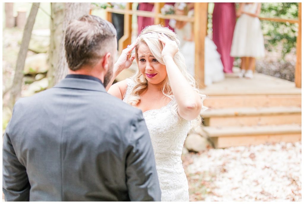 Bride and groom at the Shed at Quiet Hollow in Maiden, NC by Charlotte wedding photographer, Jacqueline Jones