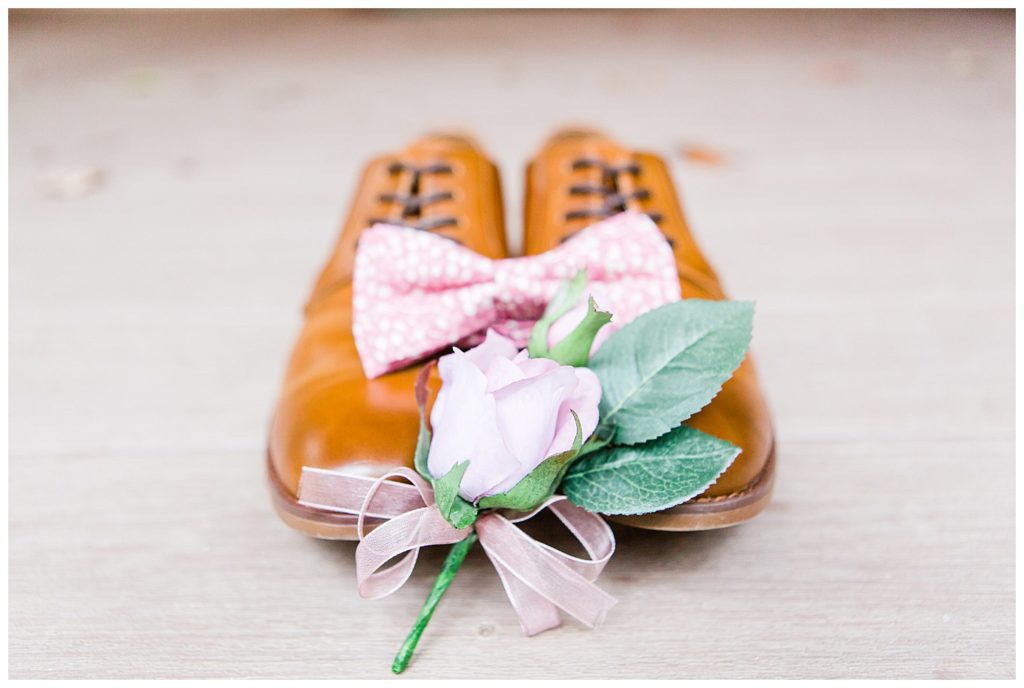 Groom’s shoes at the Shed at Quiet Hollow in Maiden, NC by Charlotte wedding photographer, Jacqueline Jones