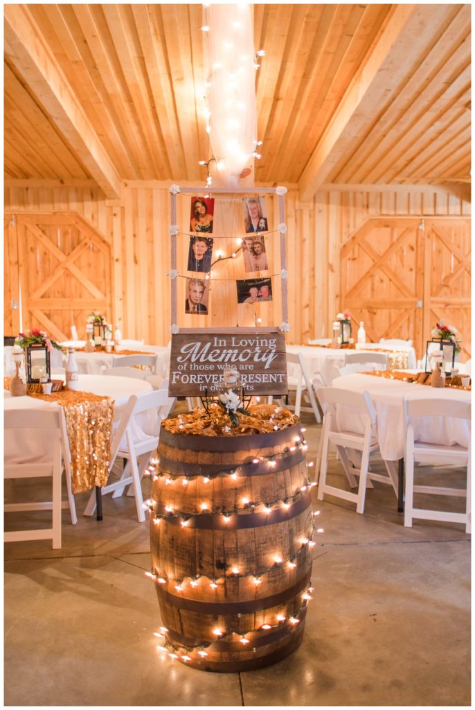 Wedding sign at the Shed at Quiet Hollow in Maiden, NC by Charlotte wedding photographer, Jacqueline Jones