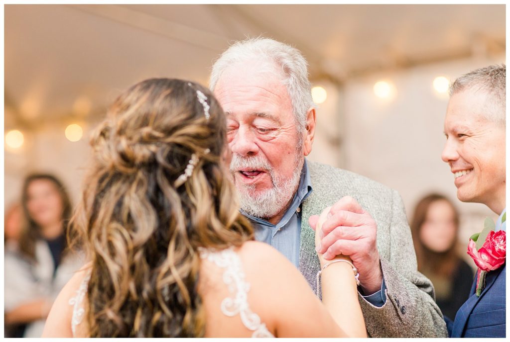 Father and bride in Morganton, NC at Double C’s Acres by Charlotte wedding photographer, Jacqueline Jones