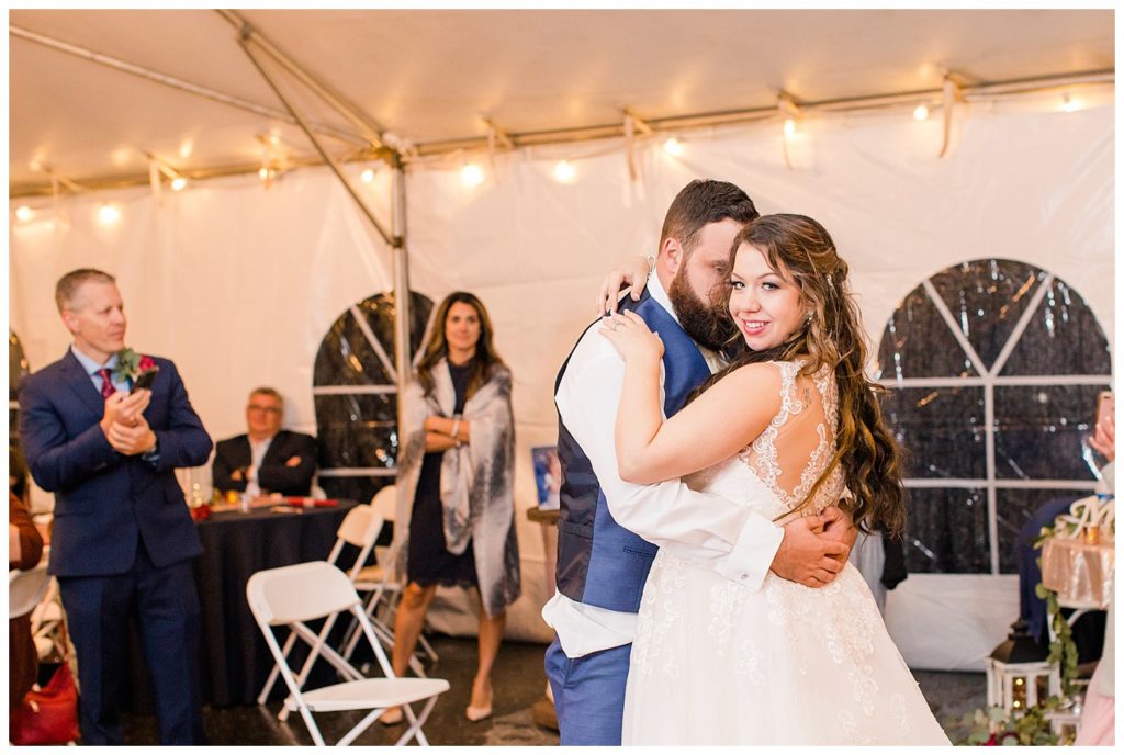 Married couple dancing in Morganton, NC at Double C’s Acres by Charlotte wedding photographer, Jacqueline Jones