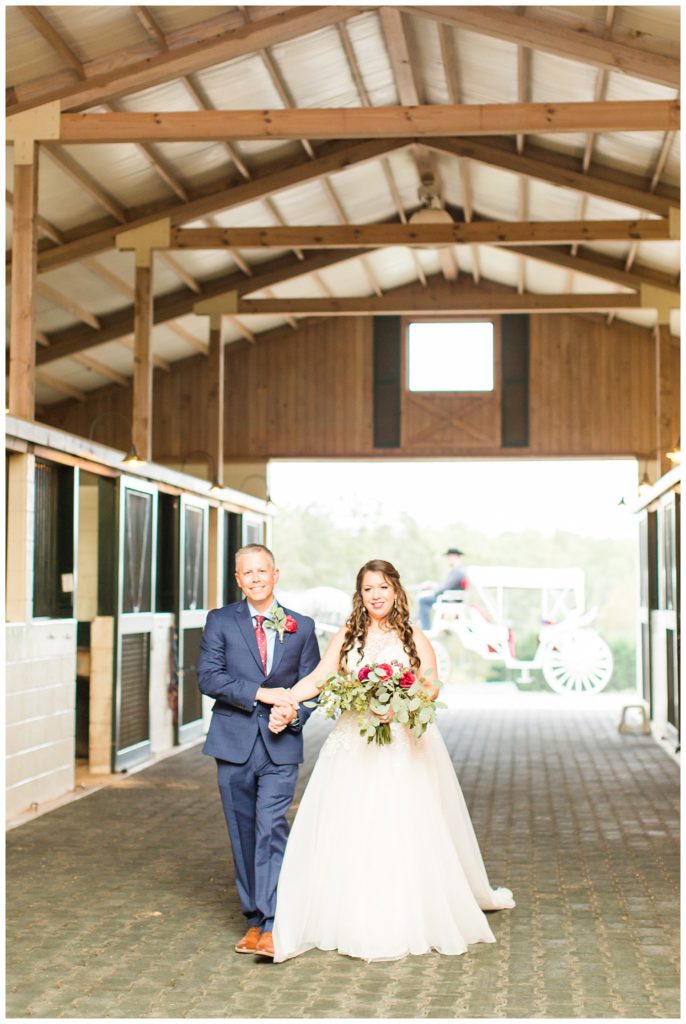 Father of the bride and bride in Morganton, NC at Double C’s Acres by Charlotte wedding photographer, Jacqueline Jones