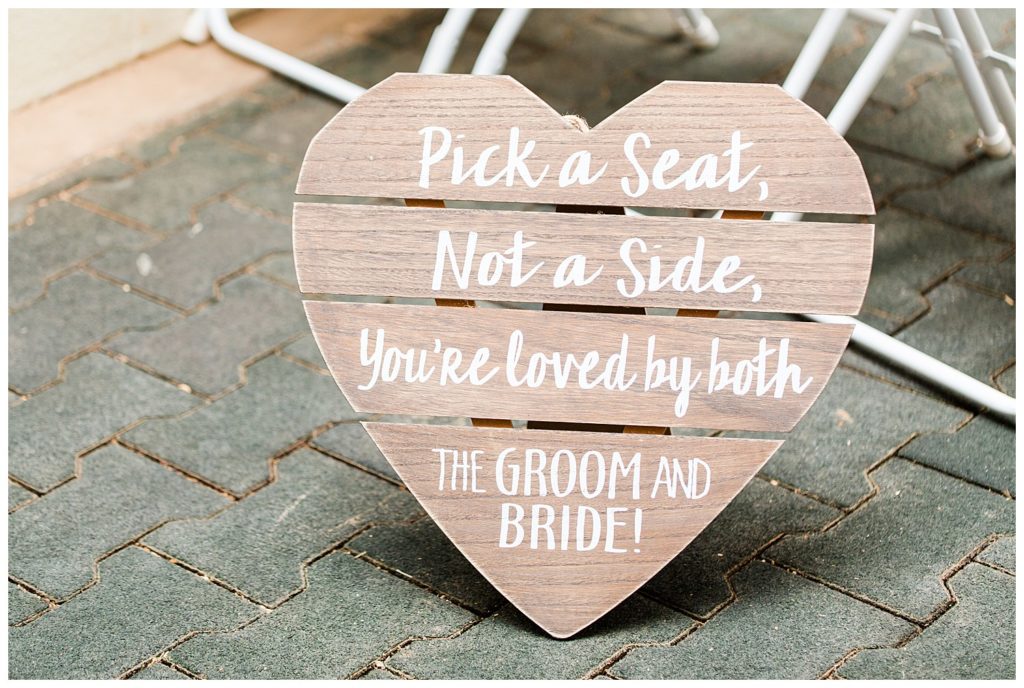 Seating sign in Morganton, NC at Double C’s Acres by Charlotte wedding photographer, Jacqueline Jones