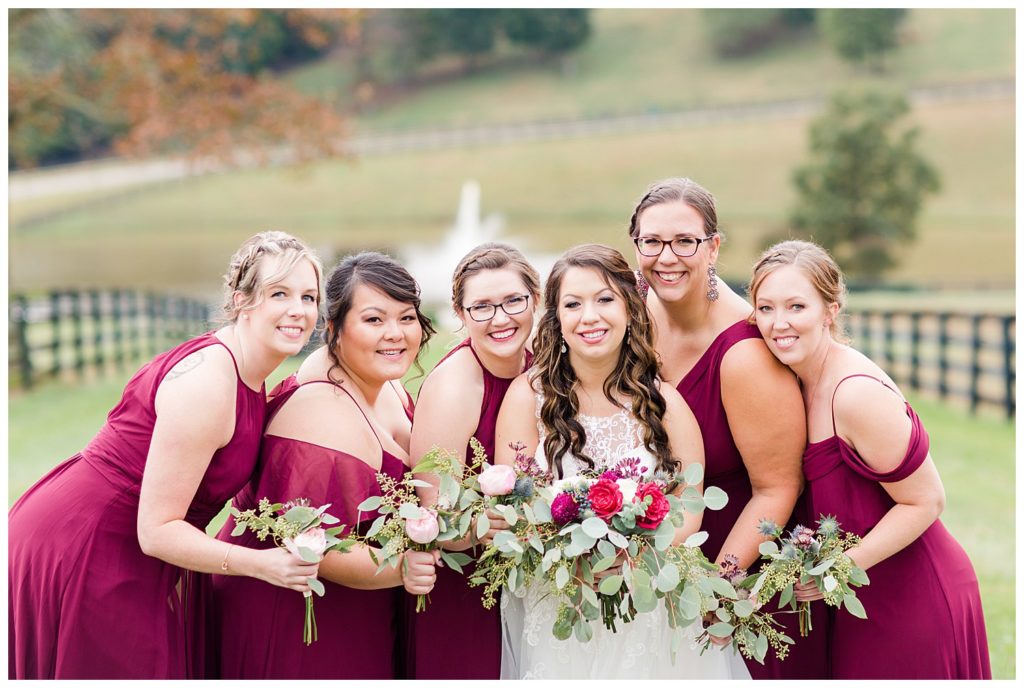 Brides and bridesmaids photo in Morganton, NC at Double C’s Acres by Charlotte wedding photographer, Jacqueline Jones