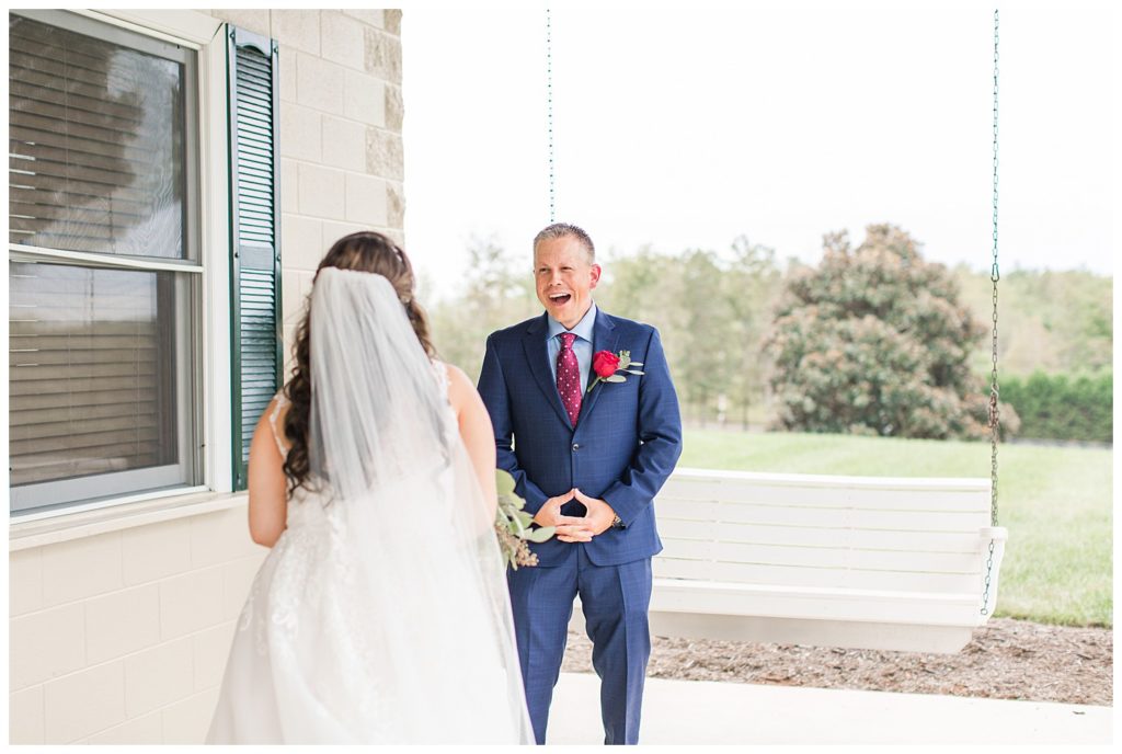 Father of the bride in Morganton, NC at Double C’s Acres by Charlotte wedding photographer, Jacqueline Jones