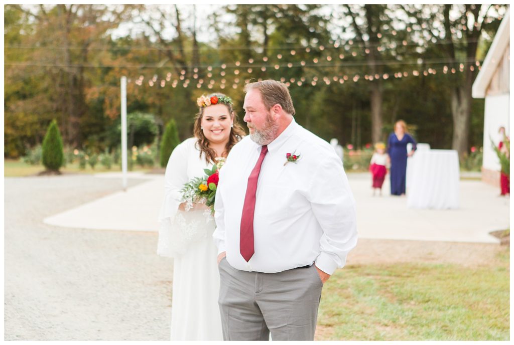 Bride and father at Circle M Farm in Lincolnton, NC by Charlotte wedding photographer, Jaqueline Jones