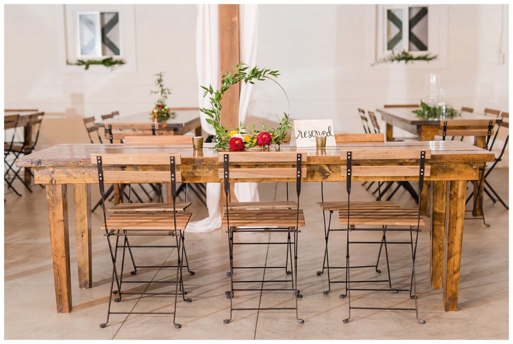 Tables and chairs at Circle M Farm in Lincolnton, NC by Charlotte wedding photographer, Jaqueline Jones