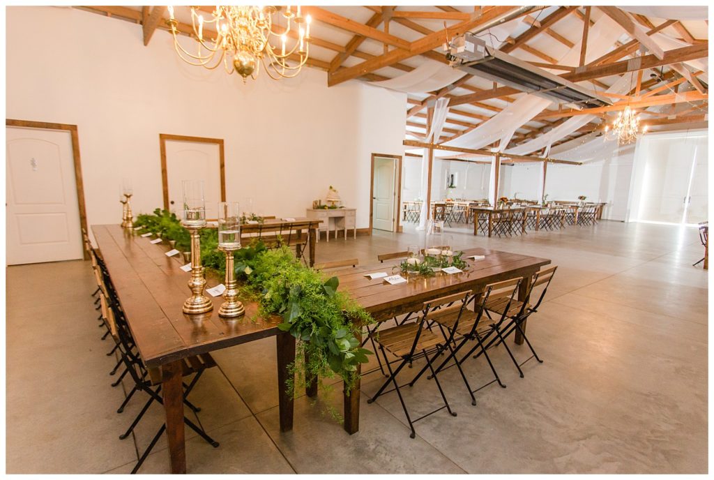 Tables at Circle M Farm in Lincolnton, NC by Charlotte wedding photographer, Jaqueline Jones