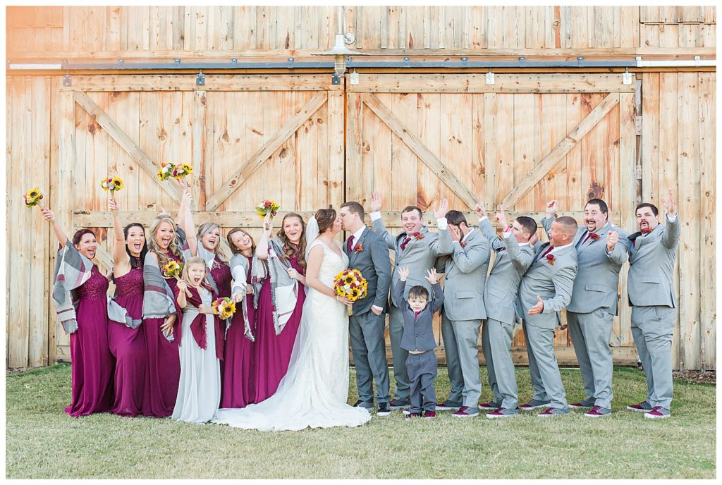 Wedding party at the Barn at Sandcastle in Charlotte, NC by Charlotte wedding photographer, Jacqueline Jones