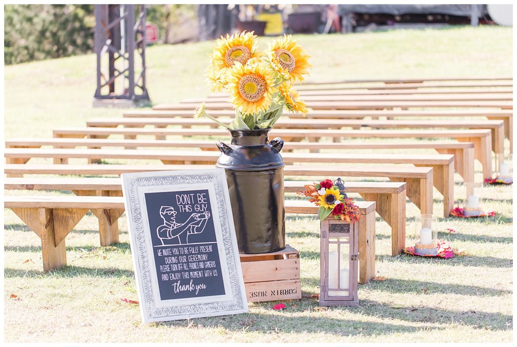 Sunflowers at the Barn at Sandcastle in Charlotte, NC by Charlotte wedding photographer, Jacqueline Jones