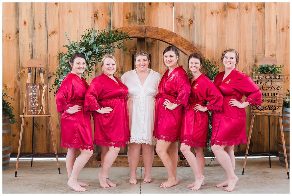 Bridesmaids getting ready at the Barn at Sandcastle Farm in Dallas, NC by Charlotte wedding photographer, Jacqueline Jones