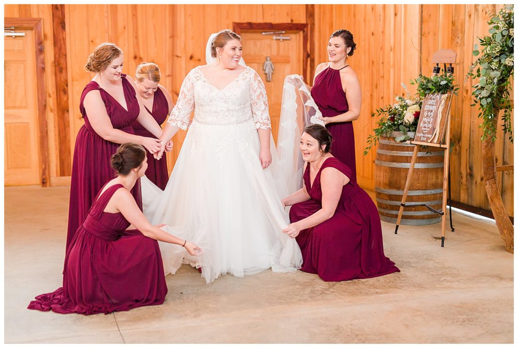 Bride preparation at the Barn at Sandcastle Farm in Dallas, NC by Charlotte wedding photographer, Jacqueline Jones