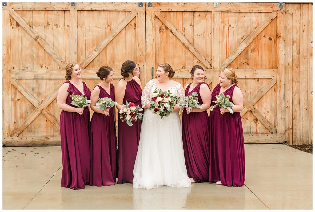 Bridesmaids at the Barn at Sandcastle Farm in Dallas, NC by Charlotte wedding photographer, Jacqueline Jones