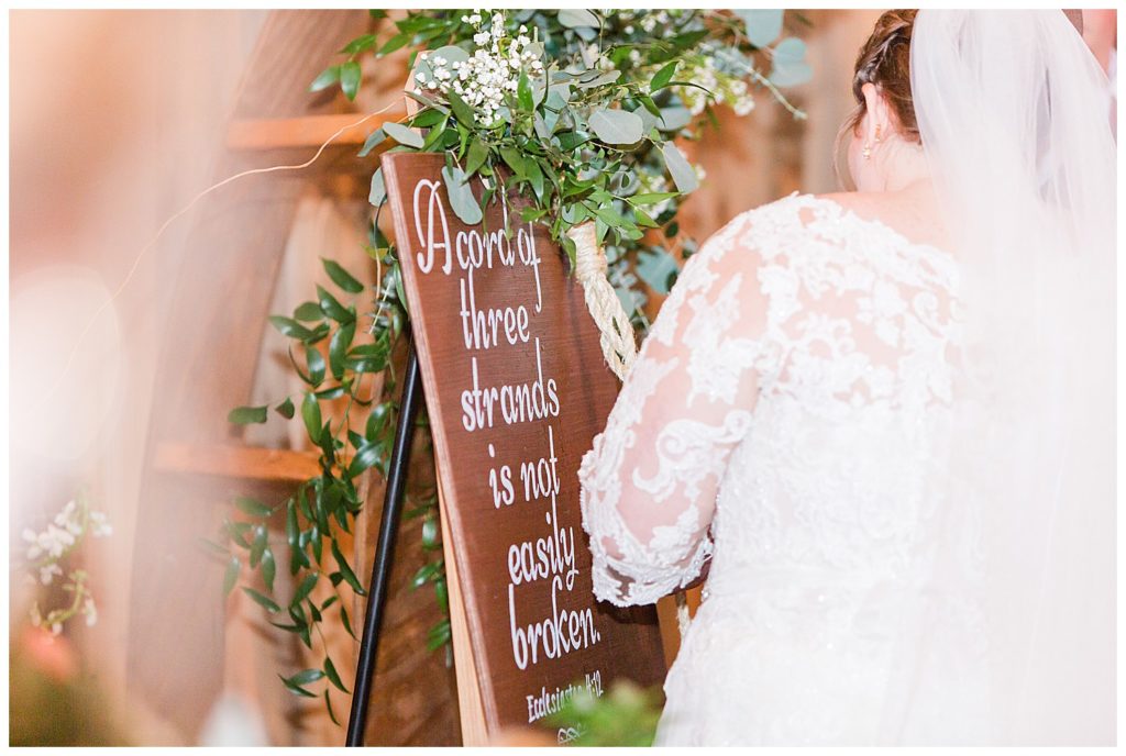 Quote board at the Barn at Sandcastle Farm in Dallas, NC by Charlotte wedding photographer, Jacqueline Jones