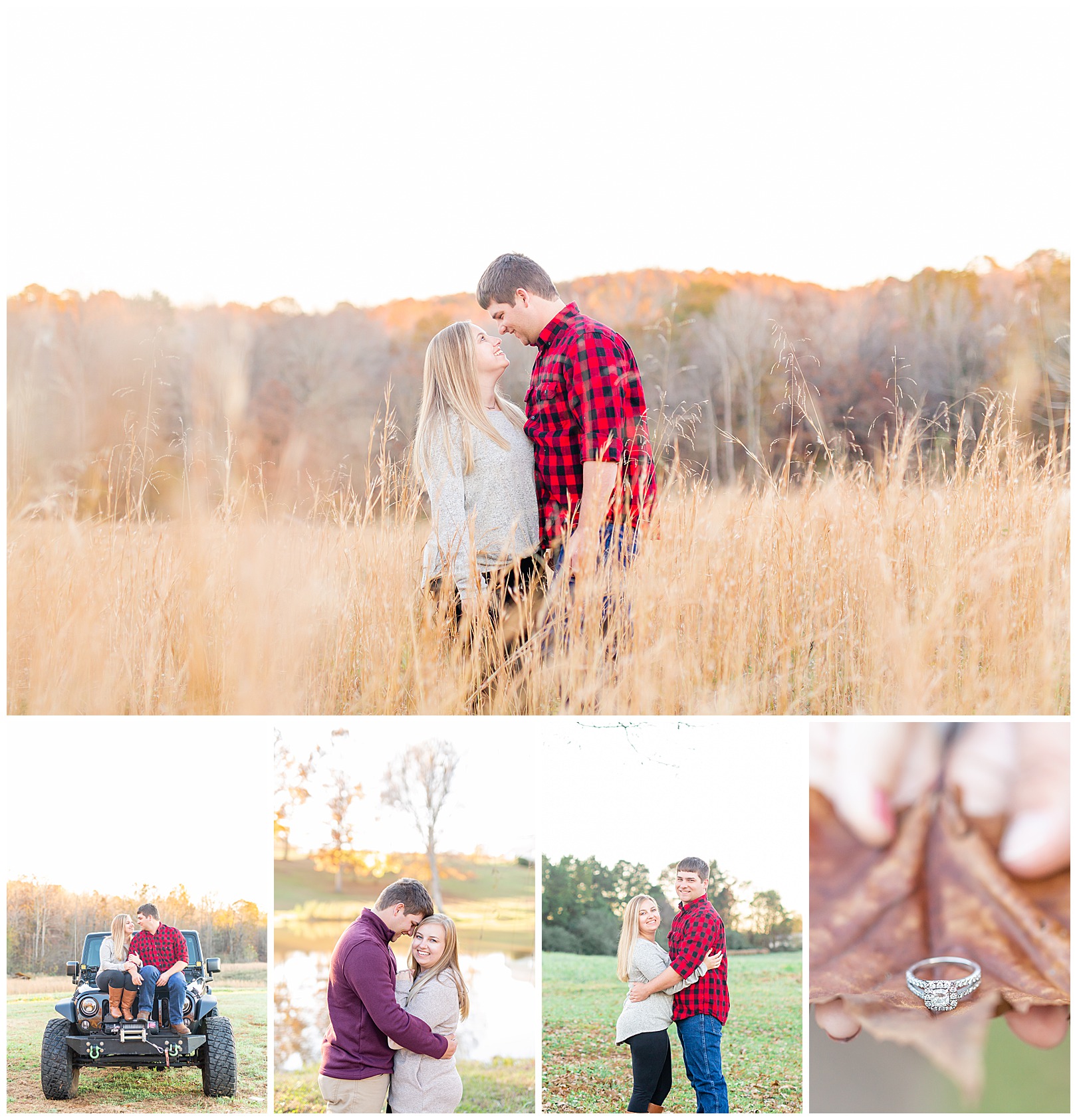 North Carolina Photographer Fall Sunset leaves engagement