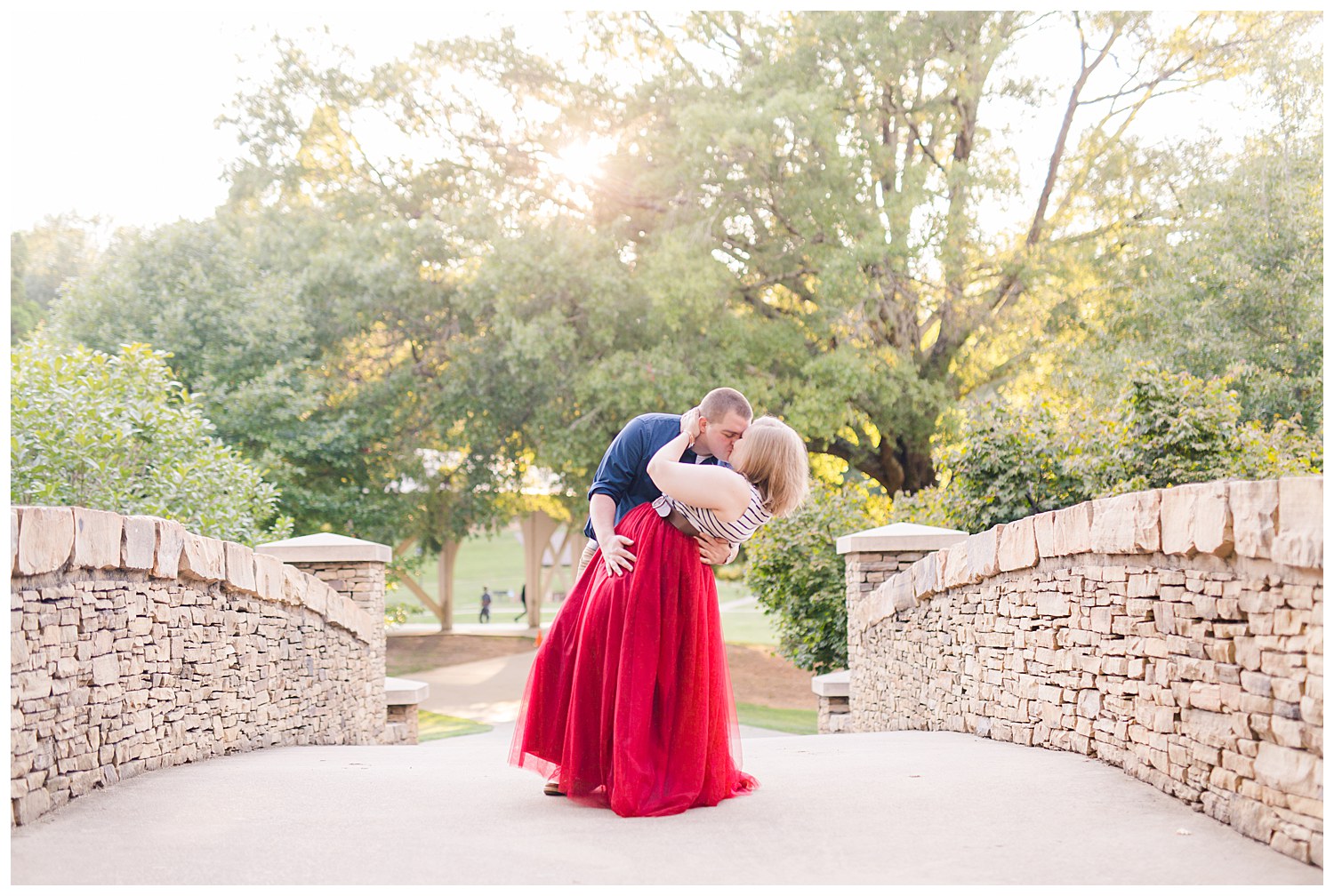 Engagement Photography red skirt at Freedom Park in Charlotte NC